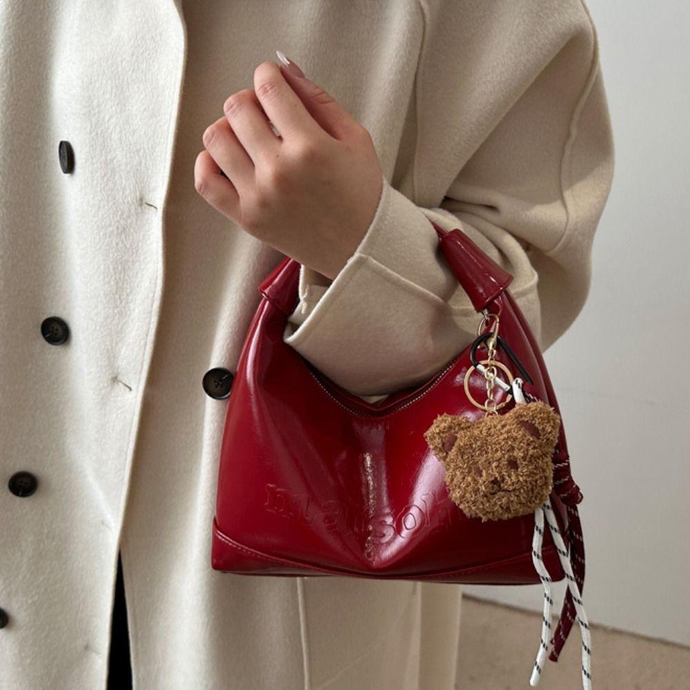 Korean Style PU Leather Shoulder Bag Solid Color Women's Handbag Boston Crossbody Bag  Daily