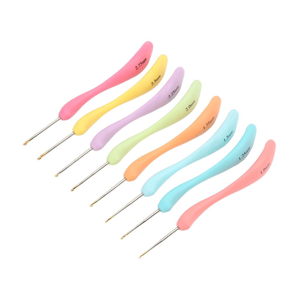 8pcs Crochet Hooks Ergonomic Design Iron Material Bend Handle Knitting Needles Set for Making