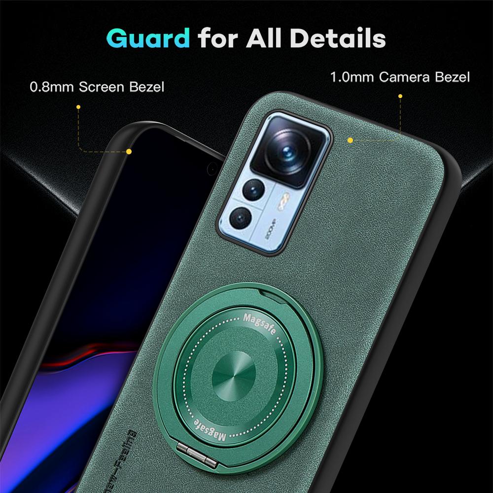 Für Xiaomi 12T 12T Pro Schafsleder Schwenkhalterung Magnetische Weiche Kante Anti-Sturz Anti-Fingerabdruck Handyhülle