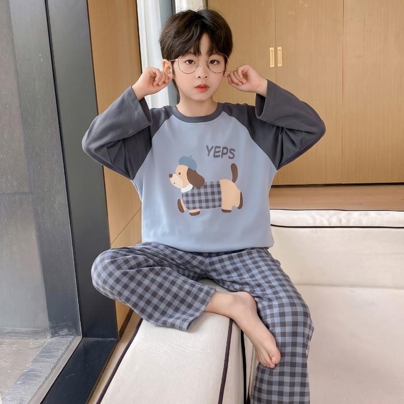 Boys Cotton Pajama Set Long Sleeve Cartoon Print Sleepwear Kids Ages 8 Fall Home Wear