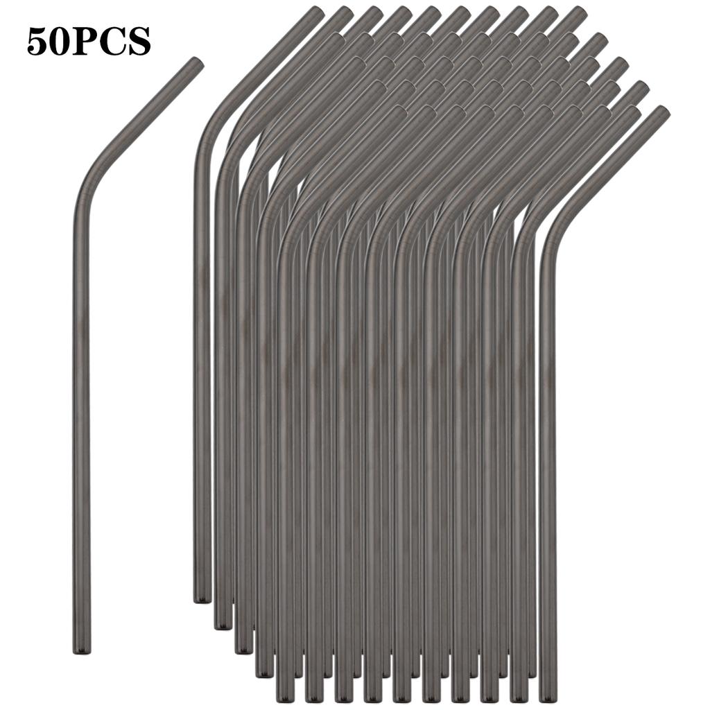 50pcs Colorful Drinking Straw Set 304 Stainless Steel Straws Milk Shake Fruit Juice Tea Cocktail Straw Kitchen Bar Accessories