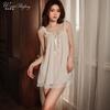 Women's Summer New Korean Version Suspender Ice Silk Dress Sweet Princess Style Bow Lace Nightdress