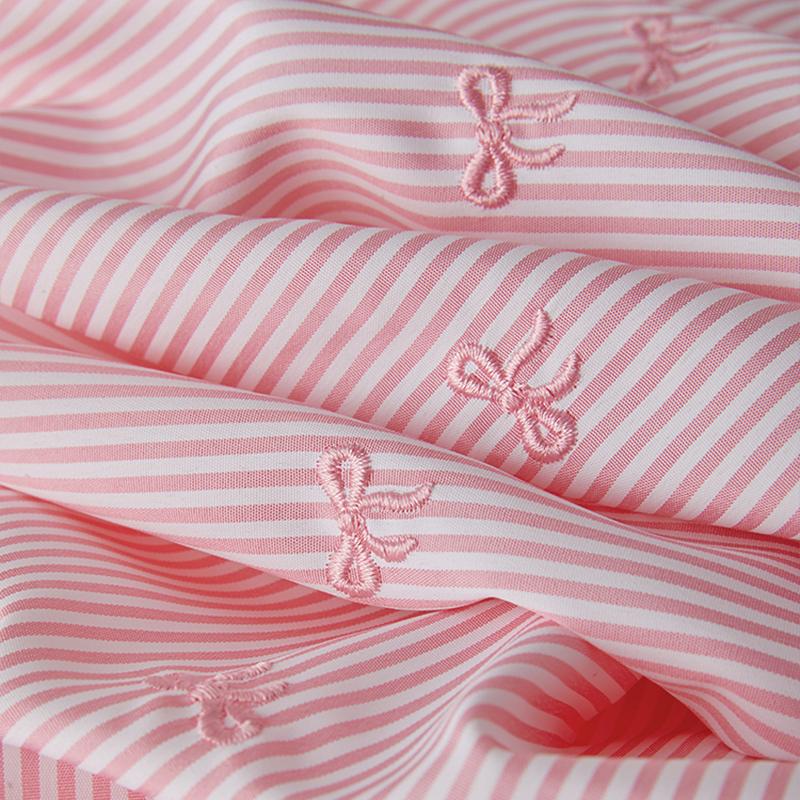 

145x100cm Soft Butterfly Bow Embroidered Striped Fabric Durable Craft Cloth for DIY Hairbands Kids Clothing & Children s Project 1.45X1m розовый