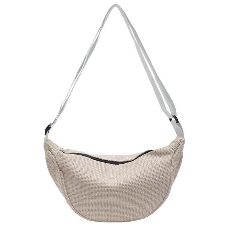 Large capacity casual simple dumpling bag women's new fashion popular shoulder bag solid color versatile messenger cloth bag
