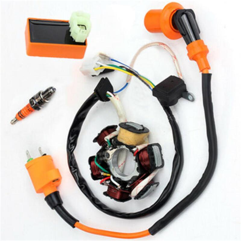 4 pcs/Set Racing Ignition Coil CDI Spark Plug Moped Magneto Stator For 49 50CC GY6 Scooter Engine Based Scooters Go Karts Mopeds