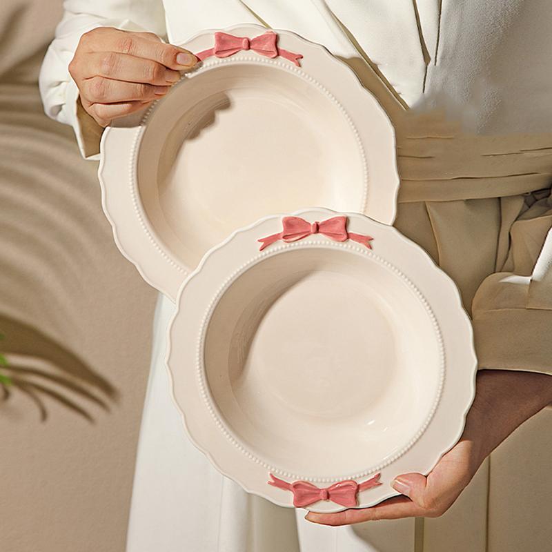 Sweet Modern Style Ceramic Plate Home Breakfast Delicious Yogurt Bowl High End Restaurant Fruit Salad Plates Exquisite Tableware