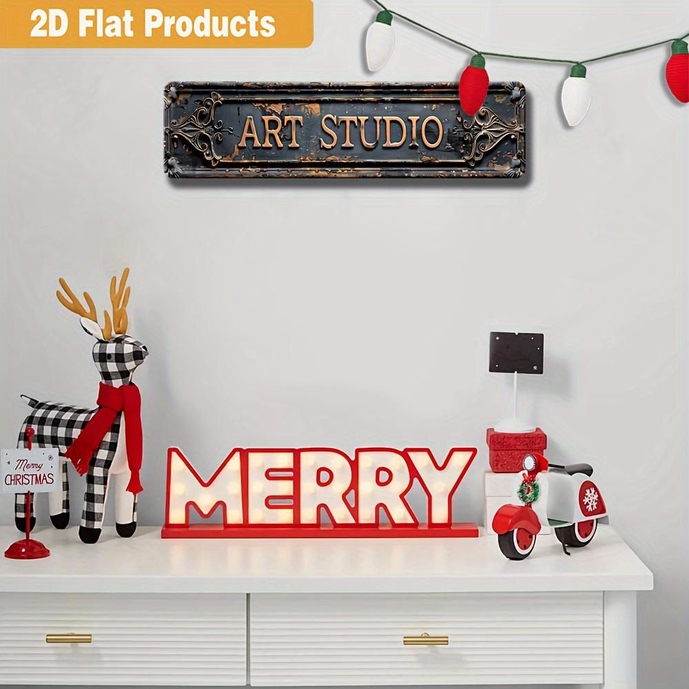 Vintage "Art Studio" Metal Sign , Rustic Black with Ornate Design, Ideal for Home & Office Wall Deco
