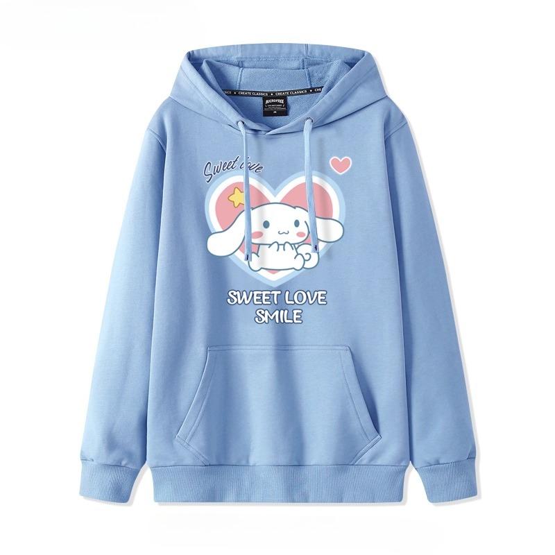 Nová mikina s kapucí pro páry s potiskem Sanrio Cinnamoroll pro ženy, volná a roztomilá, japonský ležérní styl, kreslená animační bunda, školní oblečení