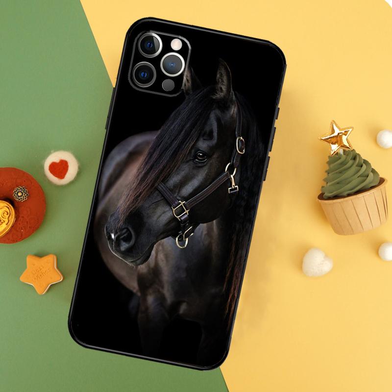 Beautiful Black Horse Phone Case For iPhone 17 16 14 13 12 11 15 Pro Max 12 13 Mini 16E 17 Air Shockproof Cover
