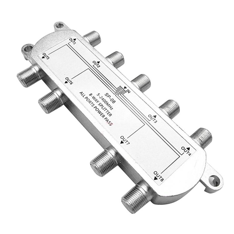 Advanced 8 Way Coaxial Cable Splitter 5-2400MHz CATV Antenna System 1 in 8 Out High-isolation Shielding Structure