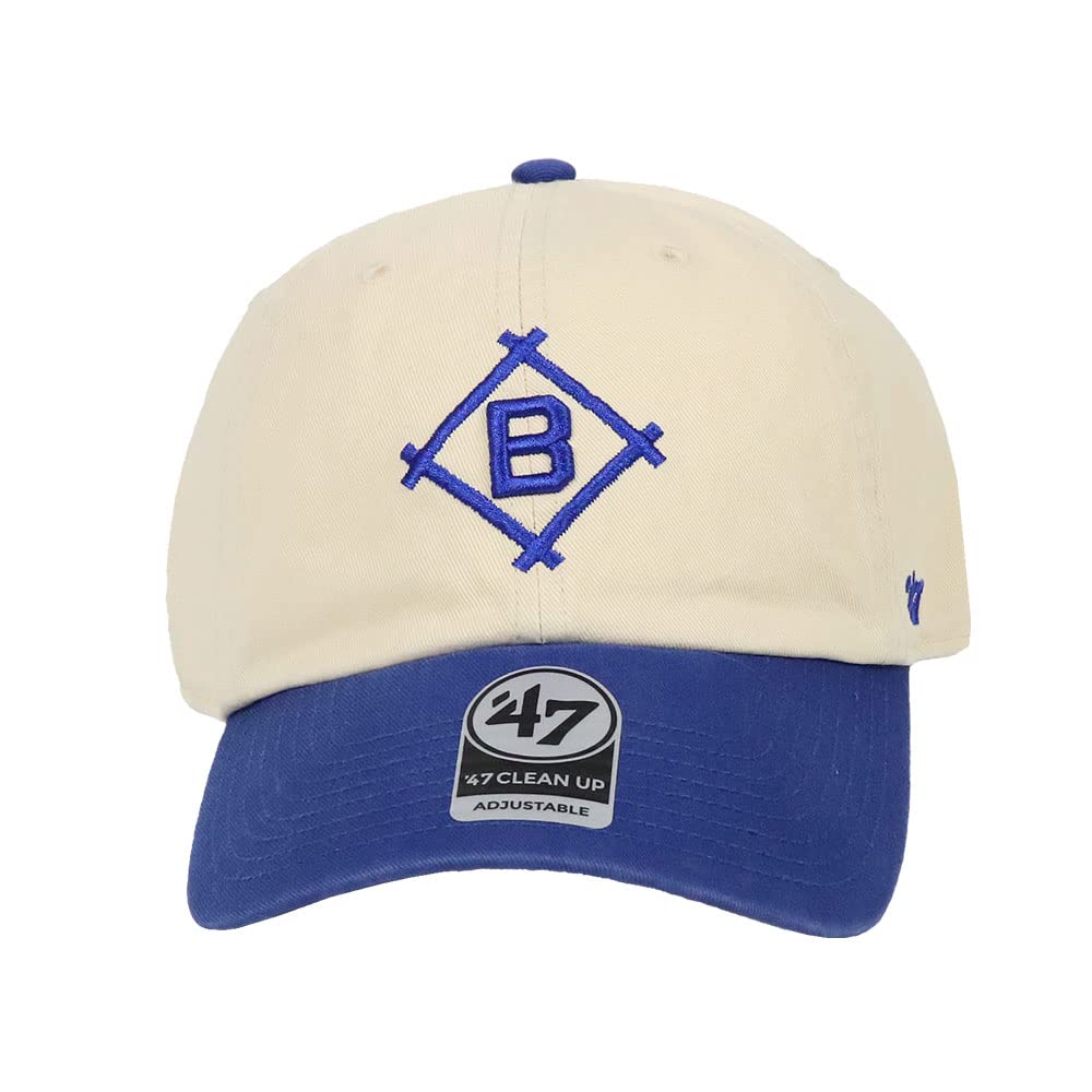 47 Seven Dodgers Clean Up Replica Logo Cooperstown Low Brooklyn Natural and Free [Forty Brand] Cap, MLB, Dodgers, Two-Tone, Royal, Size,