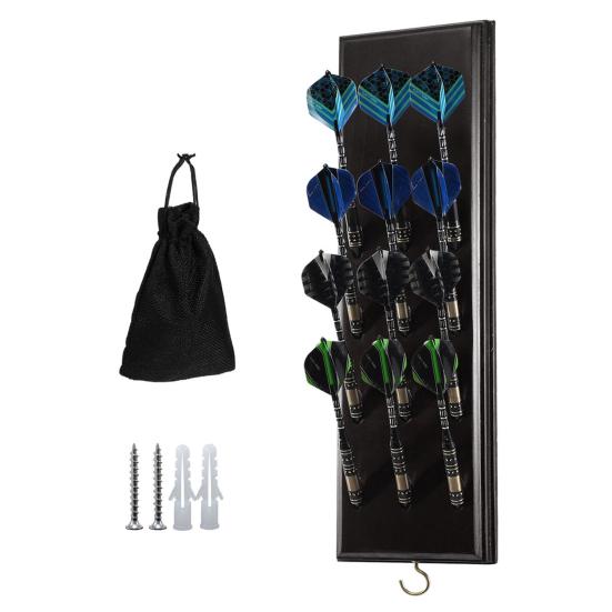 Duvara Monte Edilebilir Dart Tutucu 12 Dart'a Kadar Sığar Yer Tasarrufu Sağlayan Yumuşak Çelik Dart Düzenleyici Metal Kancalı Ahşap Saklama Rafı Dart Aksesuarları