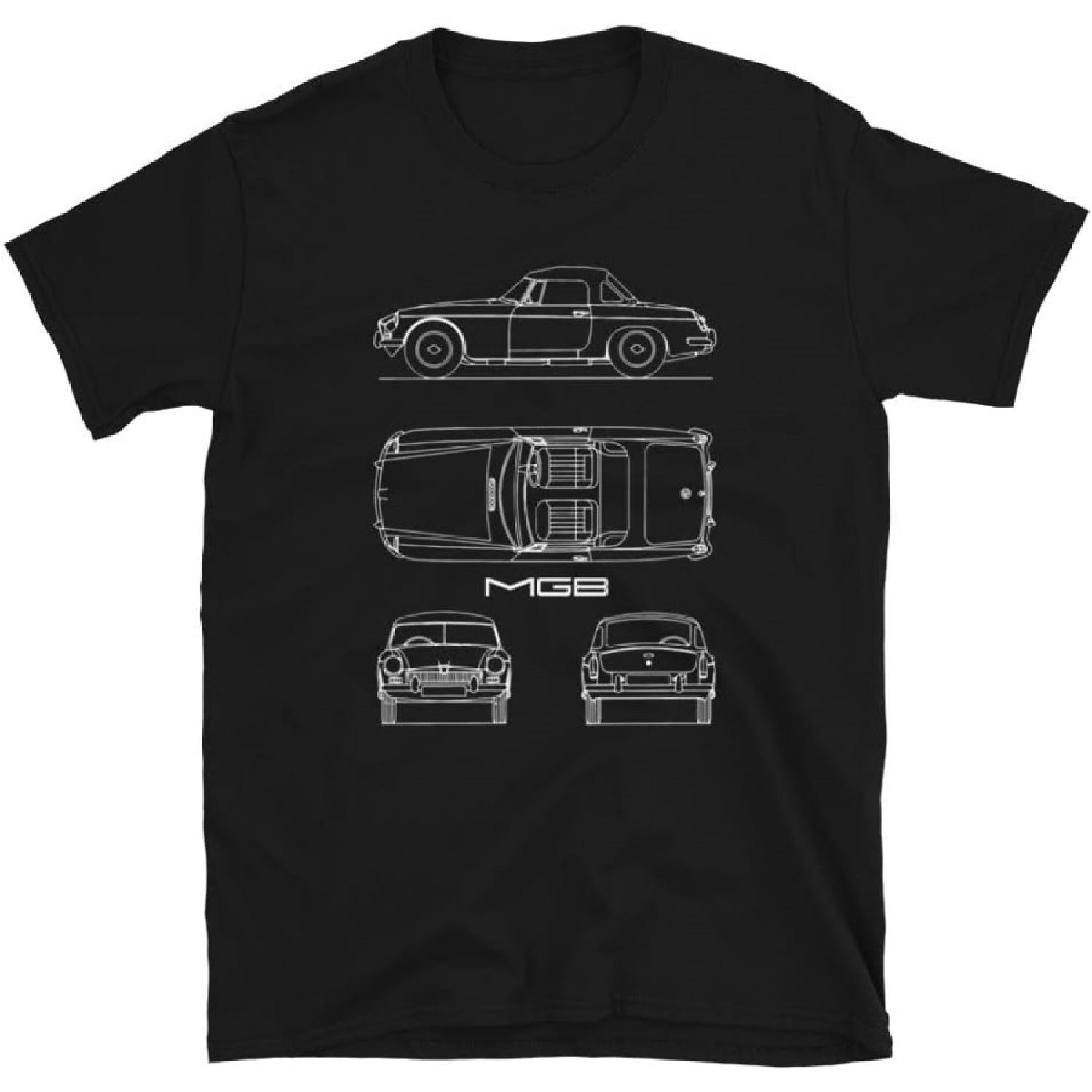 MGB 1962 British Raodstar Vintage Car Mens T-Shirt Blueprint Sports Car Shirt S