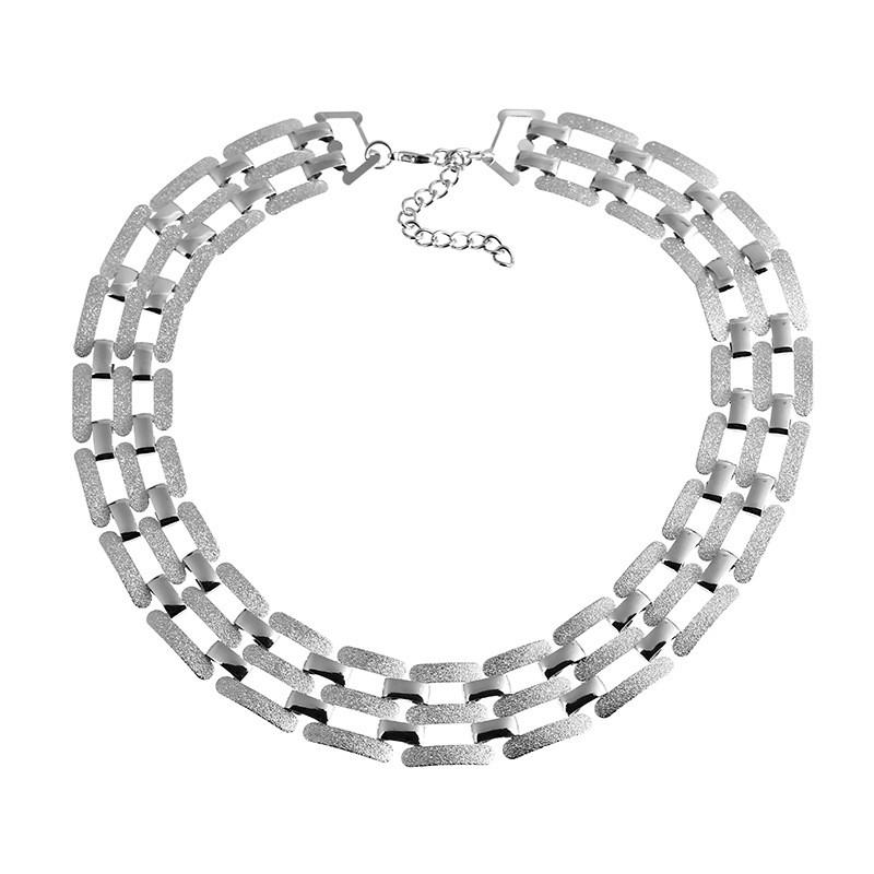 Fashion Geometric Metal Choker Necklace With Matte Finish For Men Women And