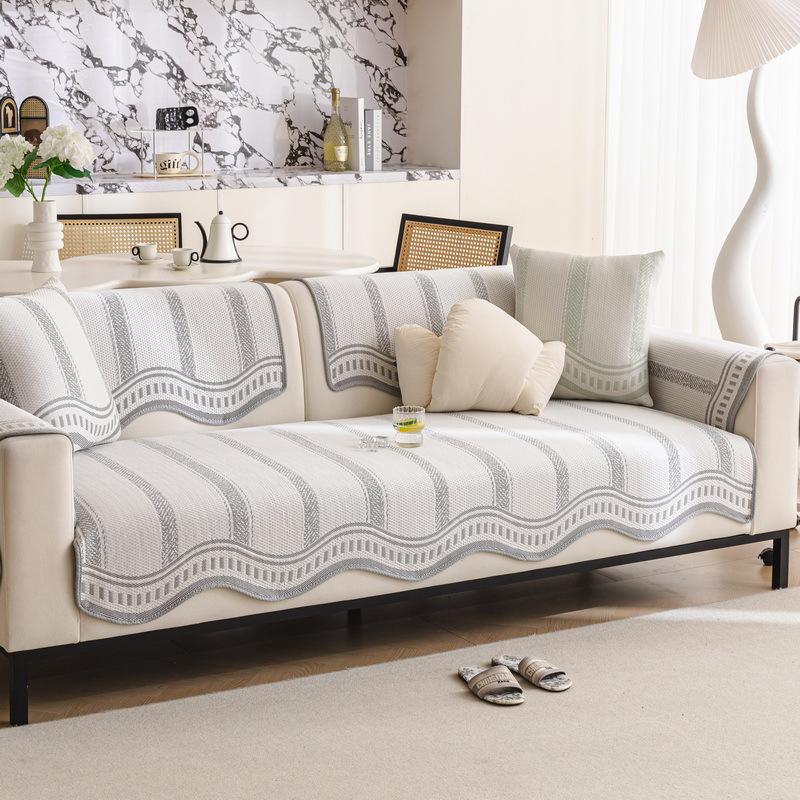 Special-Shaped Sofa Cushion, Ice Silk, Summer Cool Non-Slip Sofa Mat, Straight-Lined One-Piece Anti-Cat Scratch Sofa Cover
