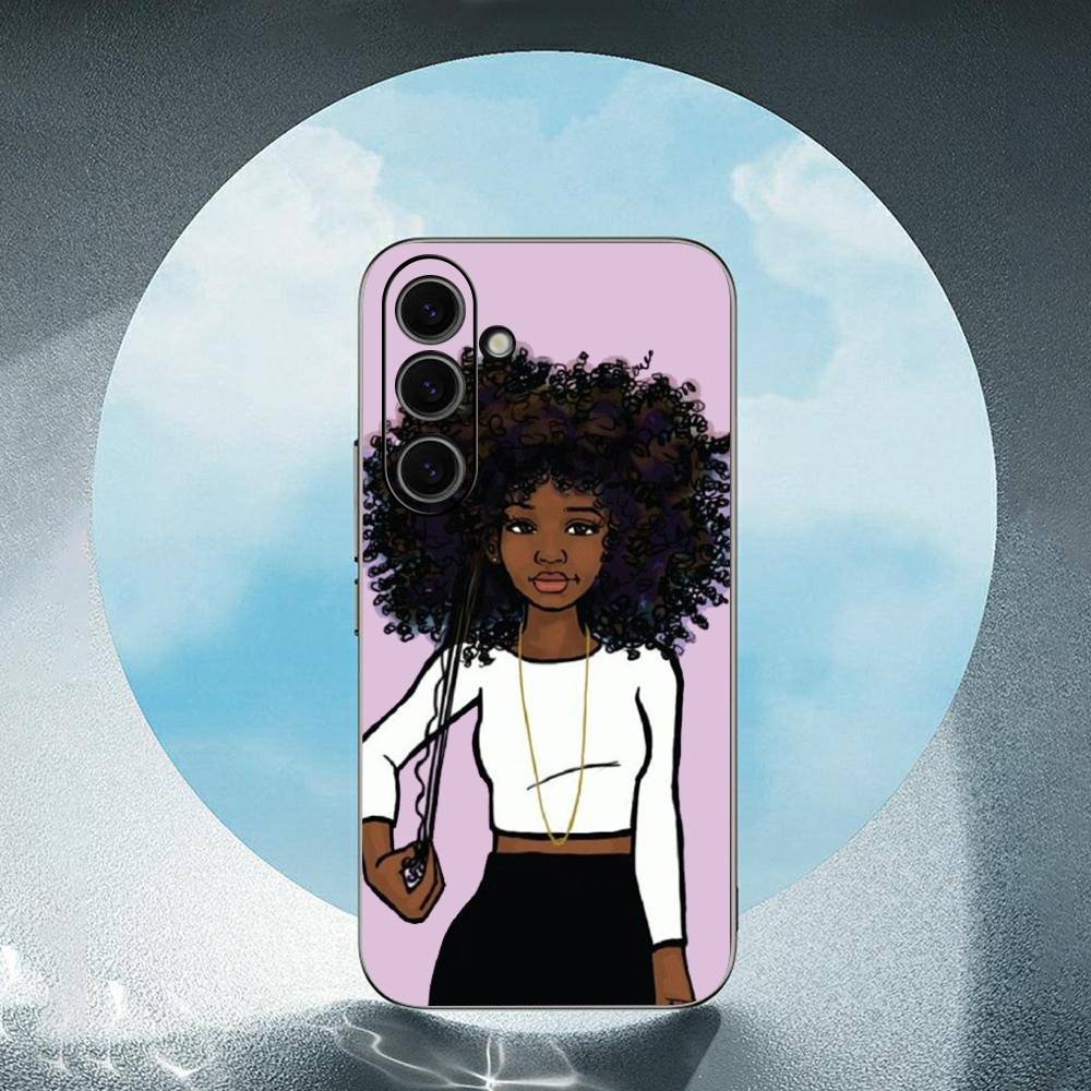 Cartoon South African Woman For Samsung Galaxy S23 S24 S25 Ultra S22 Plus S21 Black Soft Case Waterproof Soft Case