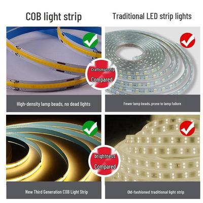 Bandă LED Liniară COB, Autoadezivă, Încastrată, 24V/12V pentru Plafonul Camerei de Zi