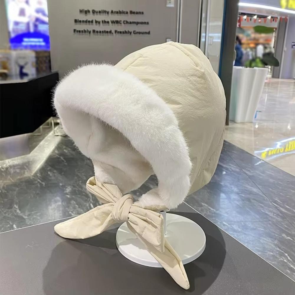 

High Quality Fleece-lined Earmuffs Hat with Straps Thickened Earflap Hats Warm Waterproof Winter Hat for Women белый