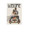 Wedding Linen Garden Flag, Welcome Yard Flag for Porch Patio, Couple Design Hanging for Wedding Decor