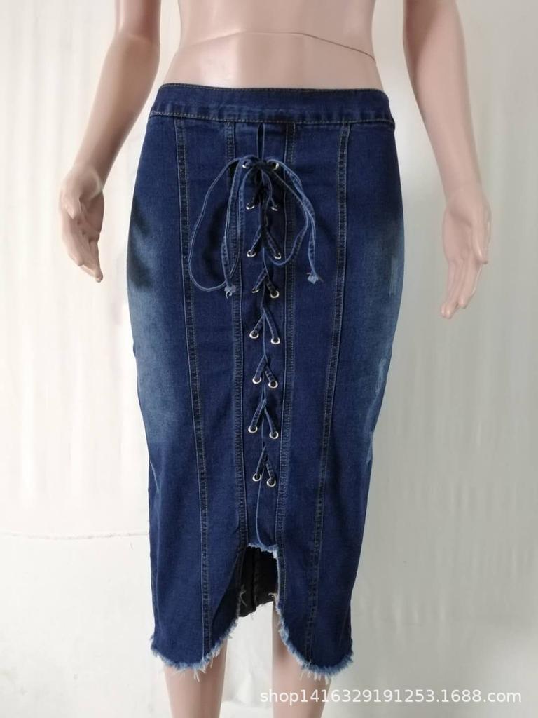 Four-color Eight-size Strap Corns Wash Denim Skirt