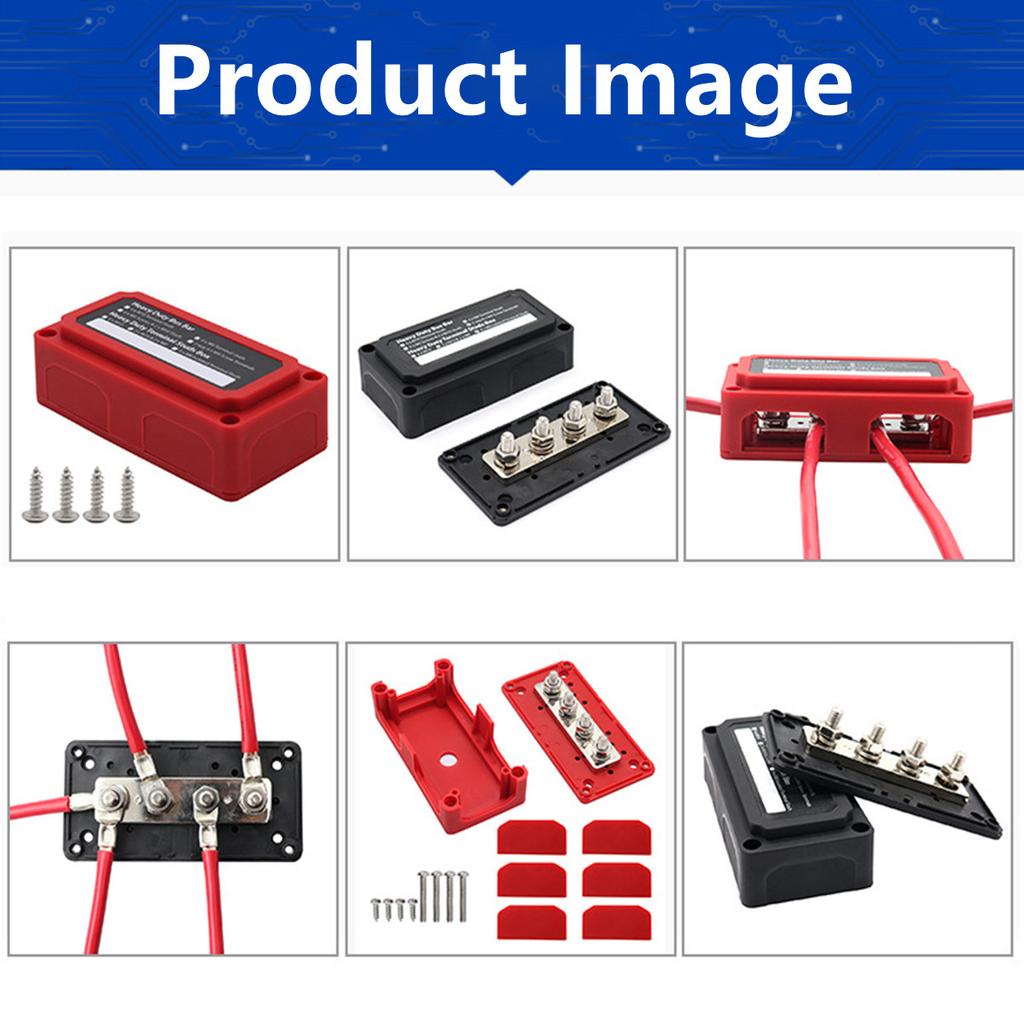 DC 48v 300A 4 מסופי חתיכים M10 בלוק חלוקת כוח פס צבירה עיצוב מודולרי לעומס כבד קופסת פס צבירה קופסת מארגן כבלים לרכב