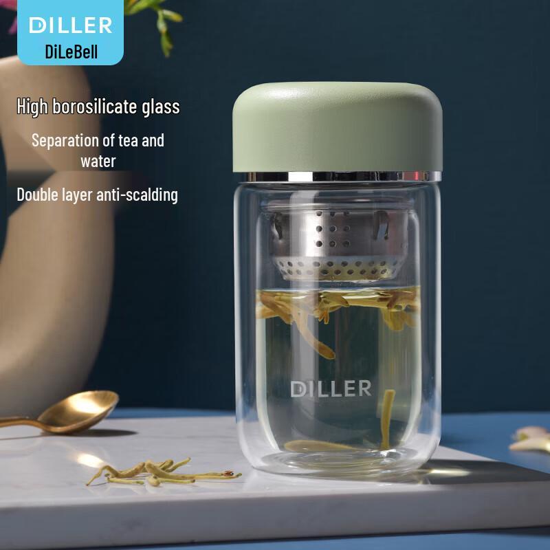 Delebell Double-Wall Tea Infuser Glass Bottle