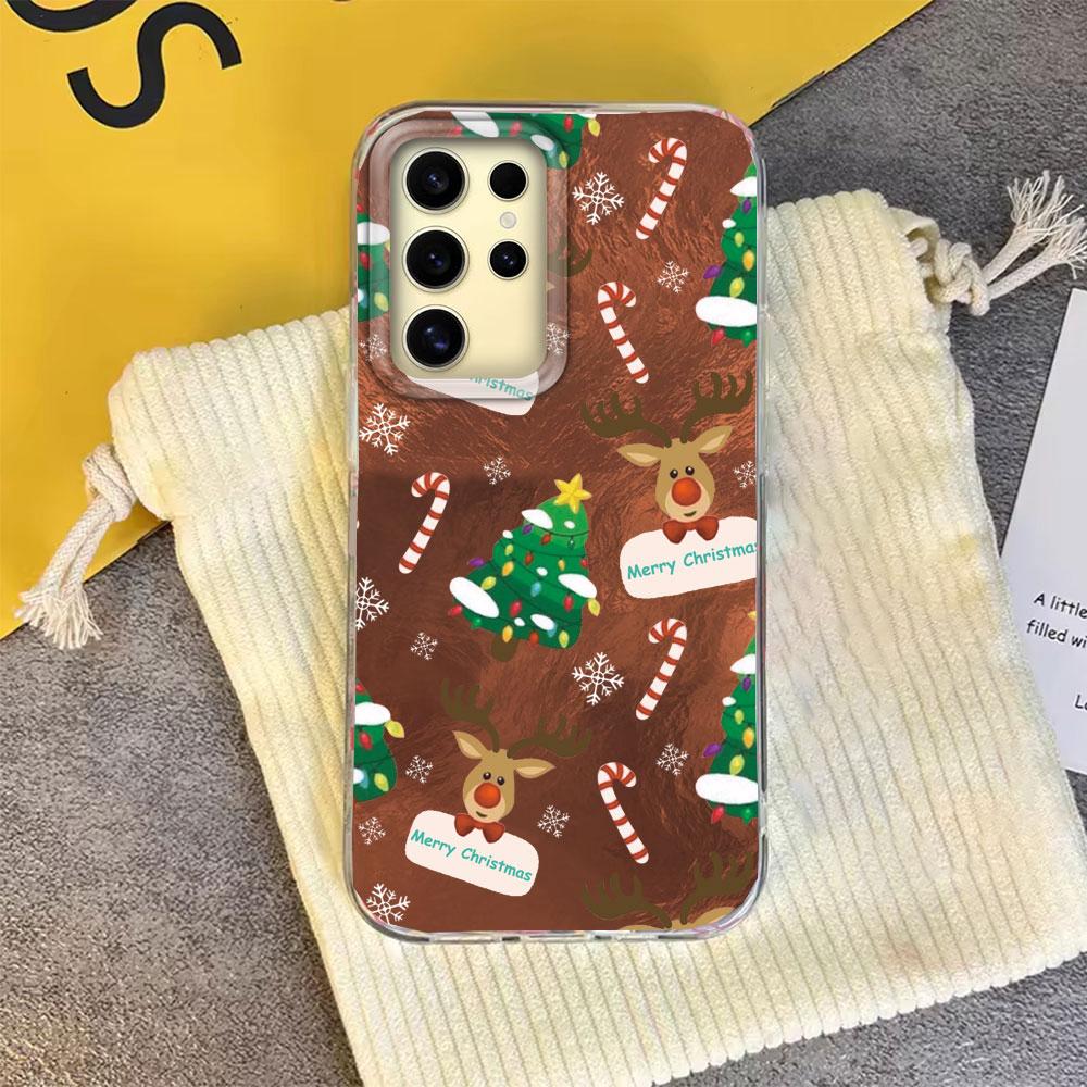 Veselé Vánoce Elk Tree Dívky Ženy Pouzdro na telefon pro Samsung Galaxy S25 Edge S24 S23 S22 S21 S20 FE Plus Ultra Zadní kryt