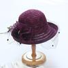 European and American lace mysterious mesh crimped top hat elegant diamond bow sun hat women's summer fashion sun hat