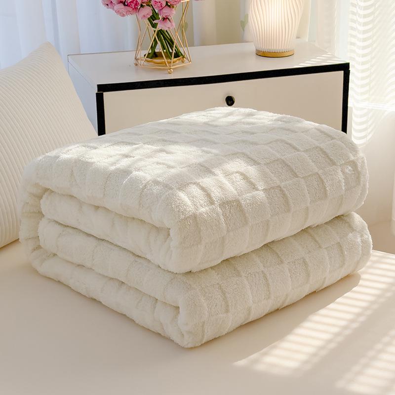 Flannel Waffle Air Conditioning Sofa Blanket - Coral Fleece Throw Gift