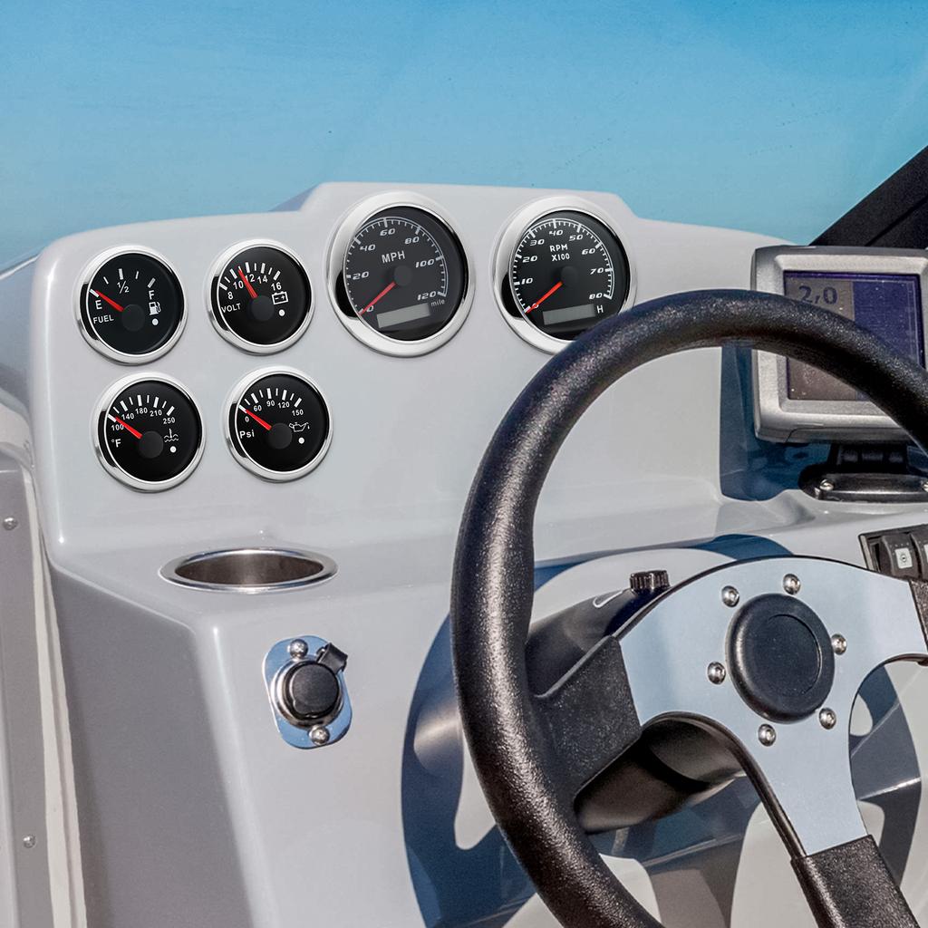 85mm Tachometer GPS Speedometer for Car Boat Multi-functional Gauges Kit with Sensor 52mm Water Temp Volt Oil Press Fuel Meter