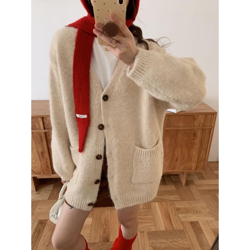 New Loose Lazy Style Large Size Casual Knitted Cardigan Versatile Basic Knitted Top Jacket Women
