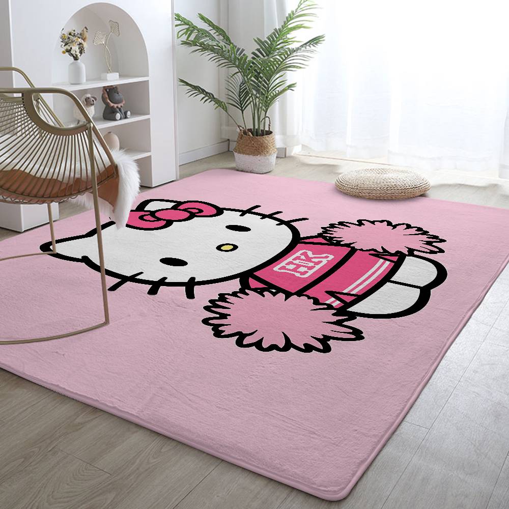 Cute C-hellokitty-S Floor Mat Pattern Printed Flannel Door Mat, Suitable For Bathroom, Living Room, Home Decoration