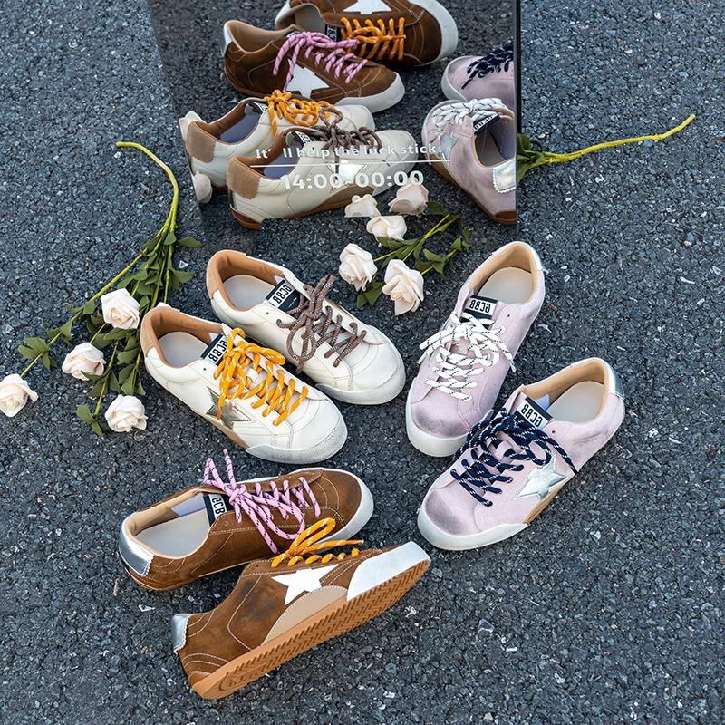 New inner height increase retro old small dirty shoes board shoes women's versatile color matching design casual straps casual shoes
