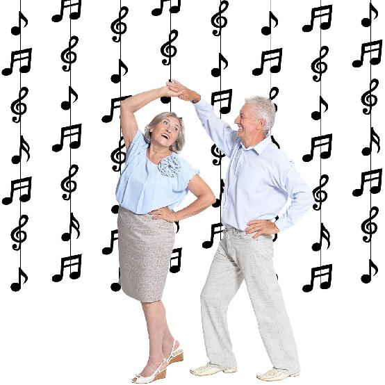 8PCS Music Notes Party Decorations, Black Musical Note Hanging Swirl, Music Theme Party Supplies, Musical Notes Garland for Concerts, Music-Theme