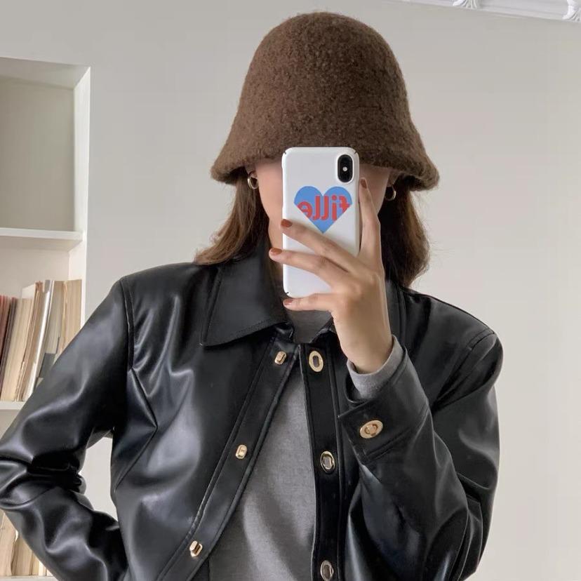 

Meillard Wool Fisherman Hat: Versatile Korean Style, Warm Knitted, Face-Slimming, Plush Bucket Hat for Women - Autumn/Winter One Size шоколад коричневого кольору