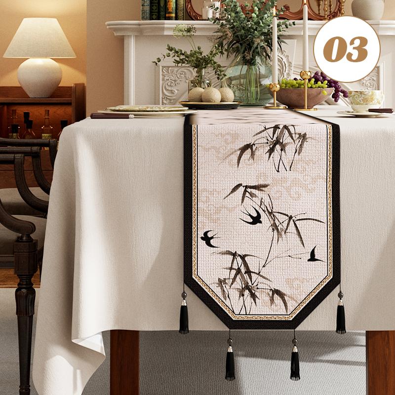 Chinese Traditional Table Runner Cotton And Linen Tea Table Mat Tassel Lace Table Cover Home Decor TV Cabinet Table Runners