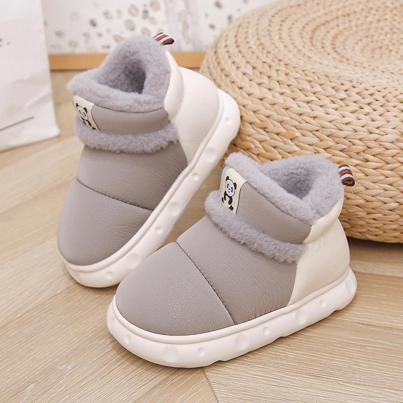 

Детские хлопковые тапочки с задником, зимние утолщенные пушистые туфли, флисовые теплые туфли для мальчиков, домашняя обувь для малышей, хлопковые туфли для девочек 34-35 (suitable for usual 32-33 yards) серый