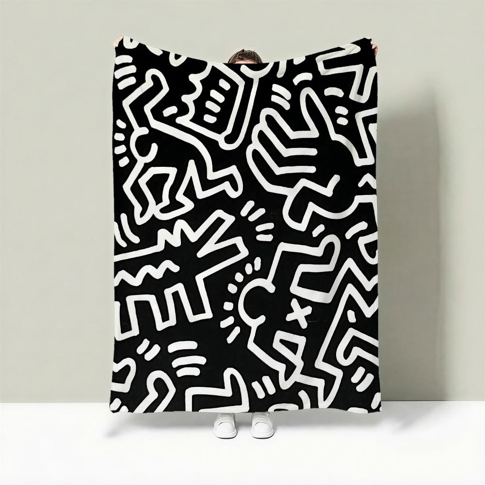 

Artist K-Keith Haring Throw Lightweight 240g Flannel Blanket Soft Skin-friendly for Summer Cooling 75cmx90cm
