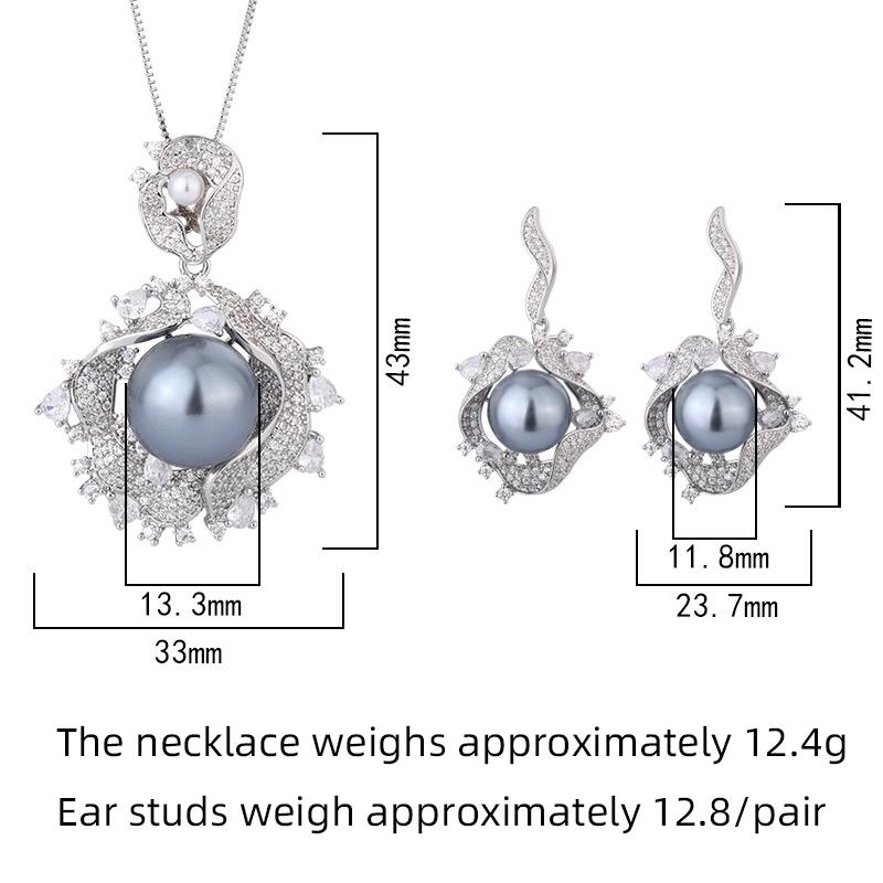 New Fashionable Women's Light Luxury Design Pendant Set Simulation Pearl Earnail Set Holiday Gift Party
