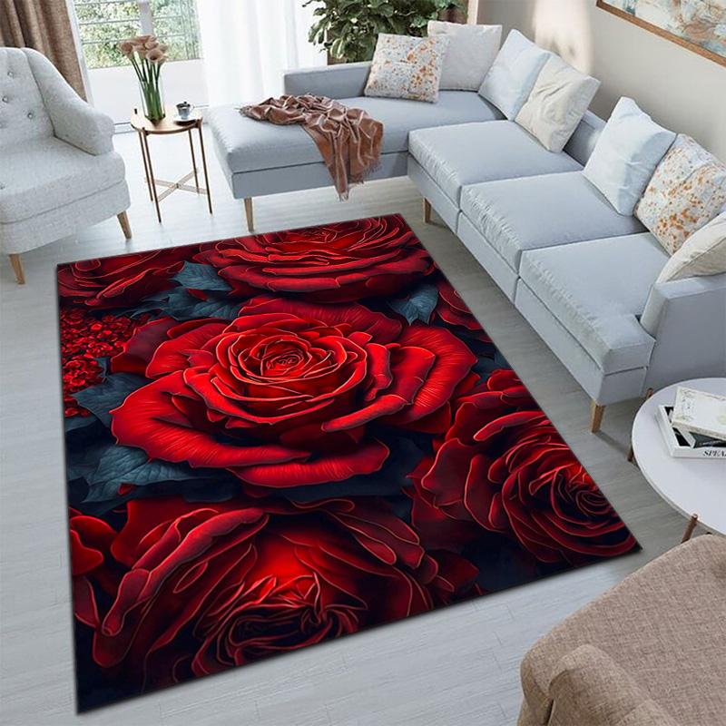 Elegant Pink Roses Garden Art Carpet Is Suitable For Living Room And Bedroom Doormats Office Balcony Decorative Carpet A5