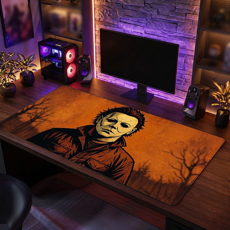 Big Mouse PadHalloween Michael Myers Extended Soft Desk Mat Gaming Office Computer Table Decor Mat