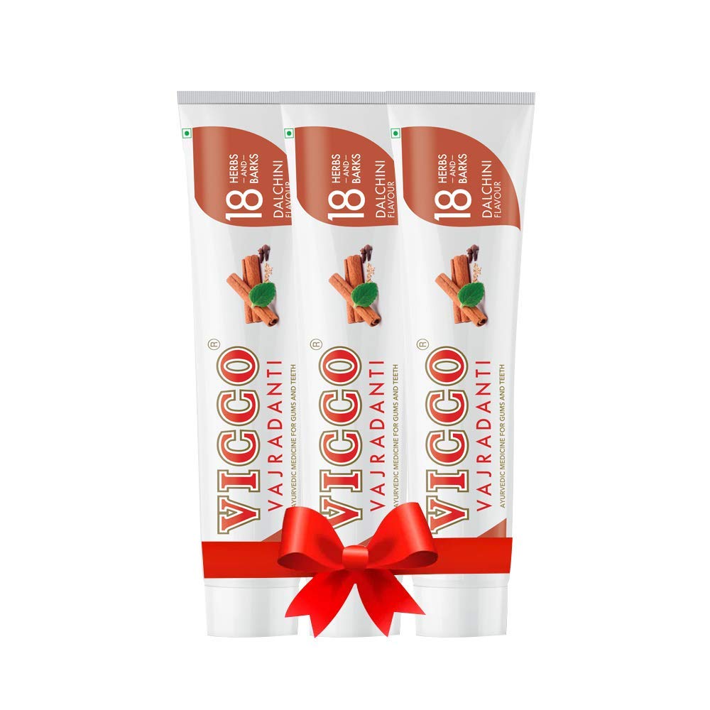 Vicco Vajradanti Ayurvedic Dalchini Paste for Healthy Strong Gums 160g Pack of 3 with Herbal Care