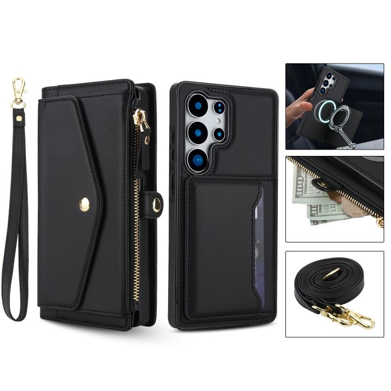 

Crossbody Lanyard Multi Functional Wallet Split Leather Case for Samsung Galaxy S26 Ultra S25 Edge S24 FE S23 Plus S22 S21 Cover (Samsung S20)
