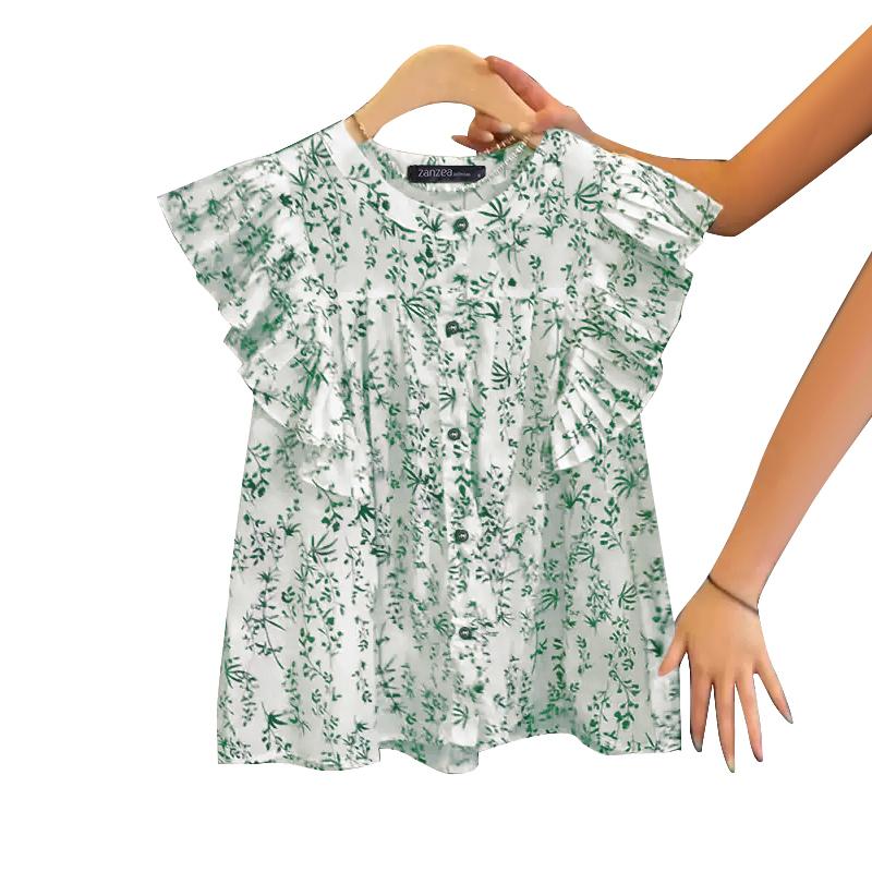 ZANZEA Women Casual Round Neck Print Summer Sleeveless Tank Tops