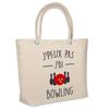 Beach Bag - PLANETEE - Bowling Ball and Pins "I Can't" - Cotton - Printed In France - Beige