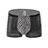 Men's Leopard Print Low-Rise Mesh Boxer Briefs - Sexy & Comfortable Summer Fashion