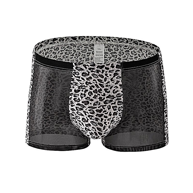 Men's Leopard Print Low-Rise Mesh Boxer Briefs - Sexy & Comfortable Summer Fashion