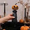Unique Holiday Gift for Fall Pumpkin Witch Figurine, Spooky Halloween Statue with Lantern, LED Lighted Night Lamp Vintage Gothic Resin Tabletop Mantel