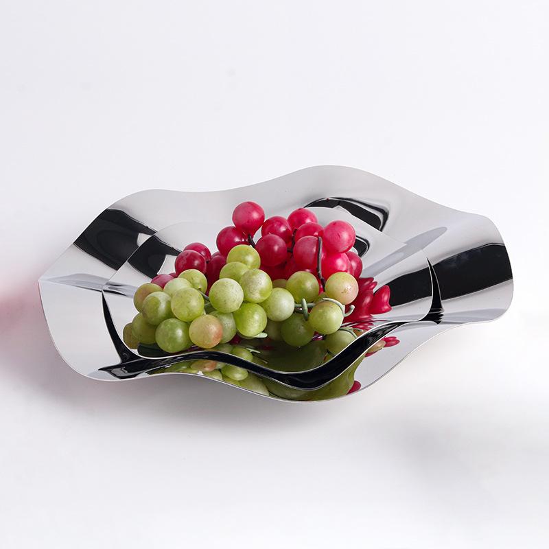 Nordic Stainless Steel Art Wave Plate Home Model House Exhibition Hall Soft Decorations Snacks Fruit Plate Ornaments