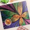Durable and Stylish Glass Kitchen Backsplash with Fractal Flower Pattern 60X52 Cm